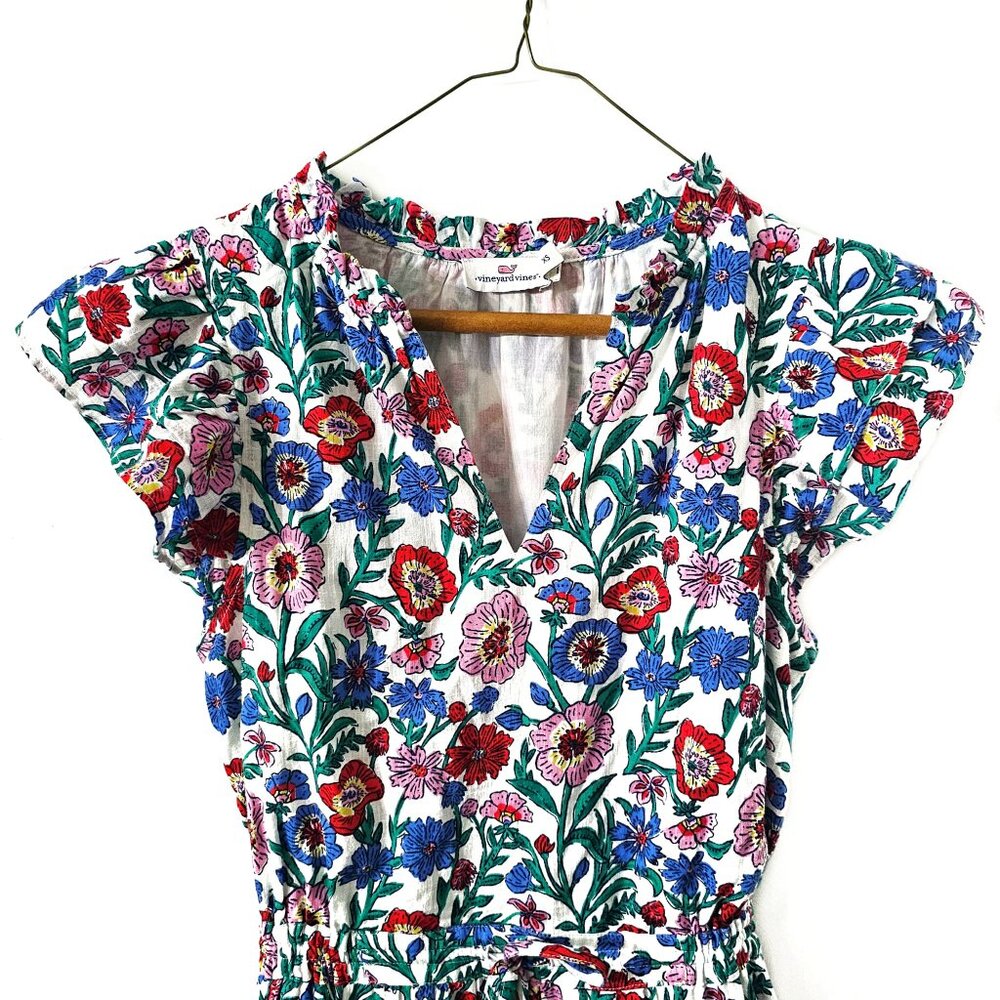 Vineyard Vines Women’ s Floral Flutter Smocked Waist Mini Dress Size XS - Picture 2 of 8